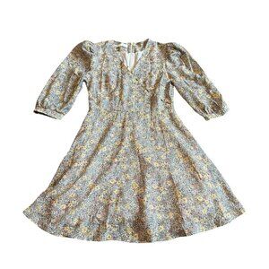 Quanta du Soleil Dainty Floral Print Dress Puff Sleeves Mini Size 36 EU Small